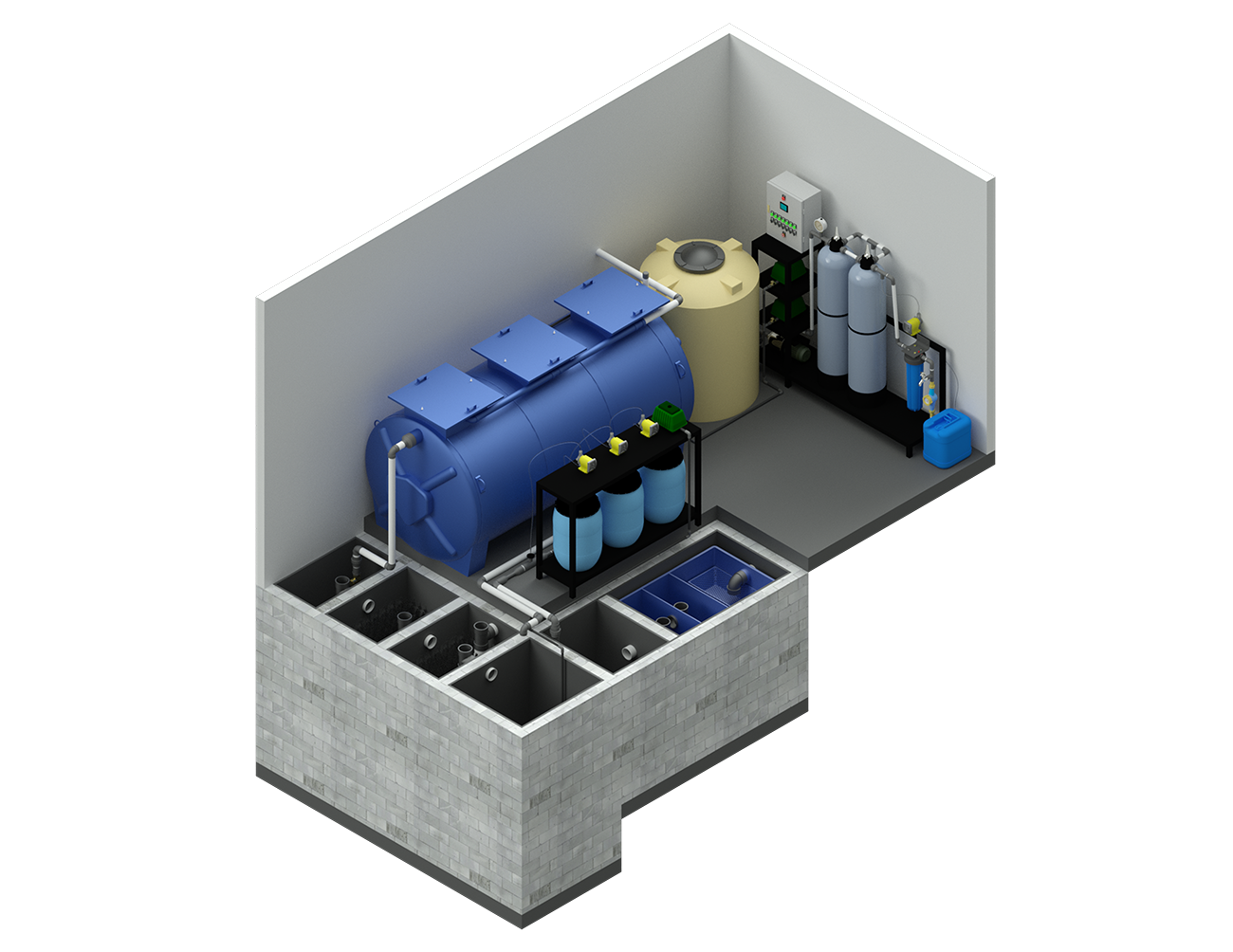 Render 3D IPAL WWTP Industri Abiotech